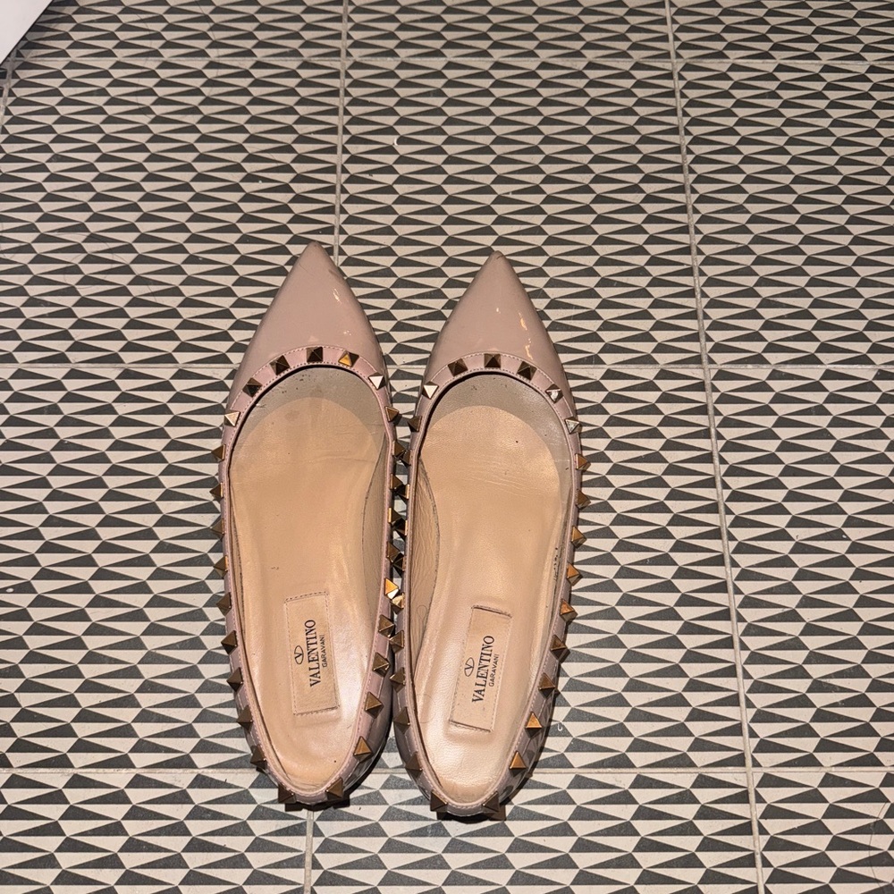 Valentino Women's Taupe Rockstud Flats
